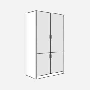 omara s polnimi vrati in policami