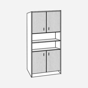 Omara z odprto sredino s policami.