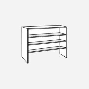 Obzidna omara s policami in prostorom za mobilne aparate.