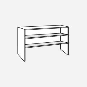 Prostostoječa omara s polico in prostorom za mobilne predale.