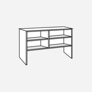 Prostostoječa omara s štirimi prekati in prostorom za mobilne predale.