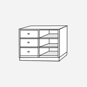 Prostostoječa omara tremi predali in tremi prekati.